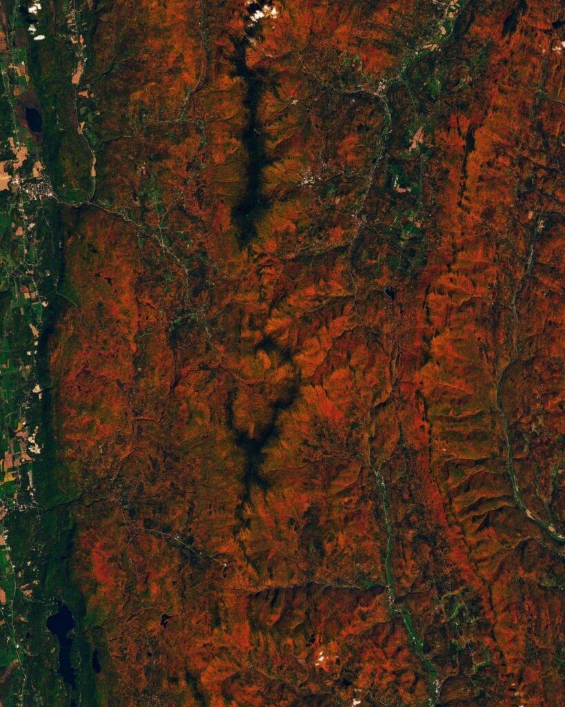 El otoño en Vermont, visto desde el espacio